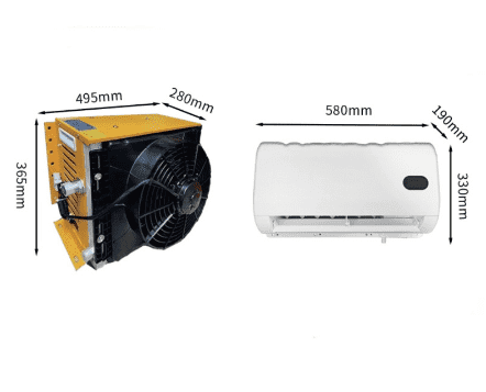 12V Air Conditioner w/Brushless Motor, Mini Split 12 Volt Air Conditioner, Semi Truck 12 Volt DC Air Conditioner, Cooling Low Noise for Big Rig Sleeper, Semi Trucks, Pickup, Trucks, RV, Vans